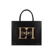 Zwarte Handtas met Geborsteld Effect Rits Elisabetta Franchi , Black ,...