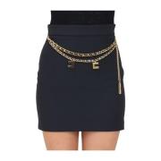 Zwarte Mini Rok Stretch Crêpe Elisabetta Franchi , Black , Dames