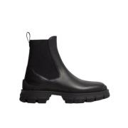 Chelsea Leren Laarzen Moncler , Black , Dames