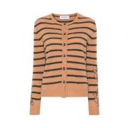 Gestreepte wollen vest met kantpanelen Ermanno Scervino , Brown , Dame...