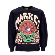 Zwarte Crewneck Sweatshirt met Print Market , Black , Heren