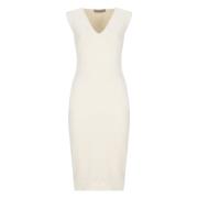 Ivoor Wolmix V-Hals Jurk D.Exterior , Beige , Dames