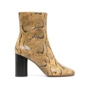 Slangenprint leren enkellaarzen Isabel Marant , Yellow , Dames