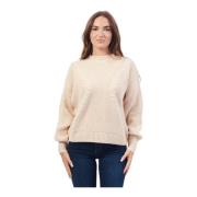 Beige Trui met Geborduurde Voorkant Guess , Beige , Dames