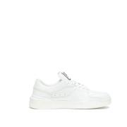 Witte Leren Sneakers met Logodetails Dolce & Gabbana , White , Heren