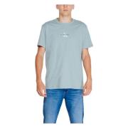 Groene Effen Ronde Hals T-Shirt Calvin Klein Jeans , Green , Heren