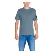 Effen Ronde Hals Katoenen T-shirt Mannen Calvin Klein Jeans , Gray , H...