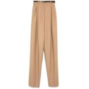 Beige Wollen Blend Wijde Pijp Broek Sportmax , Beige , Dames