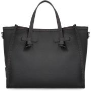 Gladleren tote tas met afneembare band Gianni Chiarini , Black , Dames