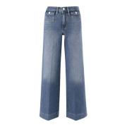 Wijde Pijp Denim Jeans Frame , Blue , Dames