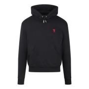 Rode Hart Sweatshirt Hoodie Fw24 Ami Paris , Black , Heren