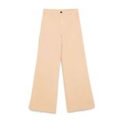 Beige Twill Weave Flared Broek Forte Forte , Brown , Dames