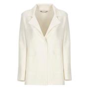 Ivoor Wolblend Blazer Jas D.Exterior , Beige , Dames