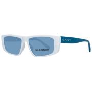 Witte Unisex Zonnebril Rechthoekig Blauw Gespiegeld Gant , White , Uni...