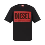 Zwarte T-shirts en Polos Diesel , Black , Heren