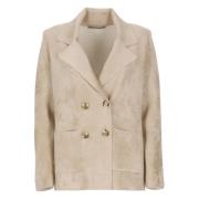 Bruine Corduroy Blazer Vrouw Peak Revers D.Exterior , Brown , Dames