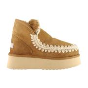 Casual Kameel Leren Dameslaars Mou , Brown , Dames