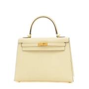 Pre-owned Leather handbags Hermès Vintage , Beige , Dames