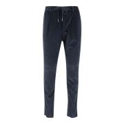 Navy Stretch Katoenfluwelen Broek Tagliatore , Blue , Heren