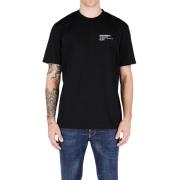 Zwarte katoenen T-shirt met witte print Dsquared2 , Black , Heren