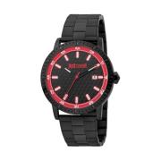 Zwarte Heren Quartz Analoog Horloge Just Cavalli , Black , Heren