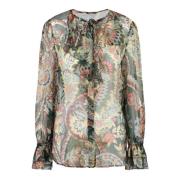 Zijden Crepon Shirt met Paisley Print Etro , Multicolor , Dames