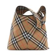 Tas met Vintage Ruitpatroon en Plat Handvat Burberry , Beige , Dames