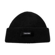 Logo Patched Docker Beanie Calvin Klein , Black , Heren