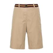 Beige Katoenen Gabardine Elastische Taille Shorts Dries Van Noten , Be...