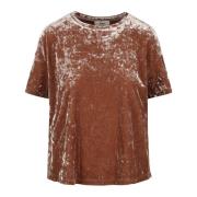 Chenille Crew Neck T-Shirt Fw24 Herno , Brown , Dames