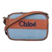 Denim Mini Tas met Bruine Accents Chloé , Blue , Dames