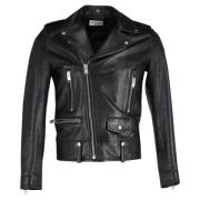 Pre-owned Leather outerwear Yves Saint Laurent Vintage , Black , Heren