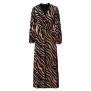 Maxi Jurk met V-hals en Design K-Design , Multicolor , Dames