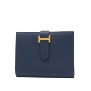 Pre-owned Leather wallets Hermès Vintage , Blue , Dames