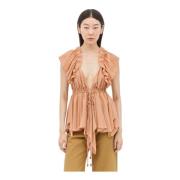 Zijden Gerimpelde Camisole Top Chloé , Beige , Dames