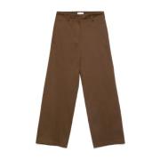 Bruine Twill Weave Straight Leg Broek Forte Forte , Brown , Dames