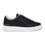 Zwarte Leren Sneakers met Witte Zool Crime London , Black , Heren