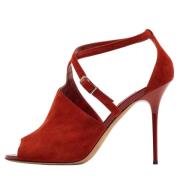 Pre-owned Suede sandals Jimmy Choo Pre-owned , Orange , Dames