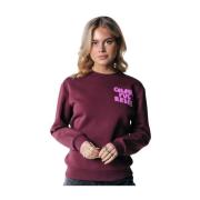 Logo Wave Puff Relaxte Sweater Colourful Rebel , Red , Dames