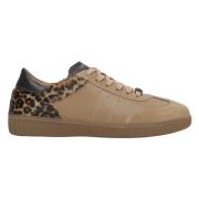 Dames Lichtbruine Luipaardprint Sneakers gemaakt van Italiaans Echt Le...