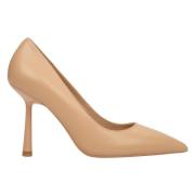 Dames Beige Leren Hoge Hak Pumps Er00113233 Estro , Beige , Dames