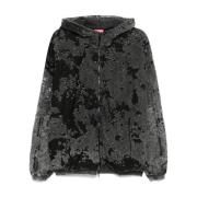 Verontruste Rits Hoodie Zwart Katoenmix Diesel , Black , Heren