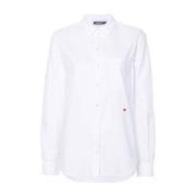 Wit Hemd met Hart Borduursel Moschino , White , Dames