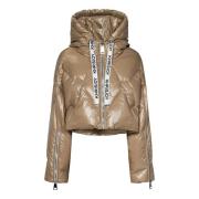 Gewatteerde Hoodiejas met Maxi Rits Khrisjoy , Beige , Dames