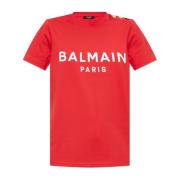 T-shirt met bedrukt logo Balmain , Red , Dames