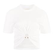 Katoenen Crew-neck T-shirt met Goudkleurig Metalen Detail Paco Rabanne...