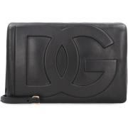 Leren Crossbody Tas met DG Logo Dolce & Gabbana , Black , Dames