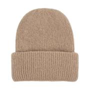 Bruine Gebreide Beanie Muts Msgm , Brown , Dames