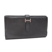 Pre-owned Leather wallets Hermès Vintage , Black , Dames