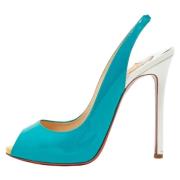 Pre-owned Leather heels Christian Louboutin Pre-owned , Blue , Dames